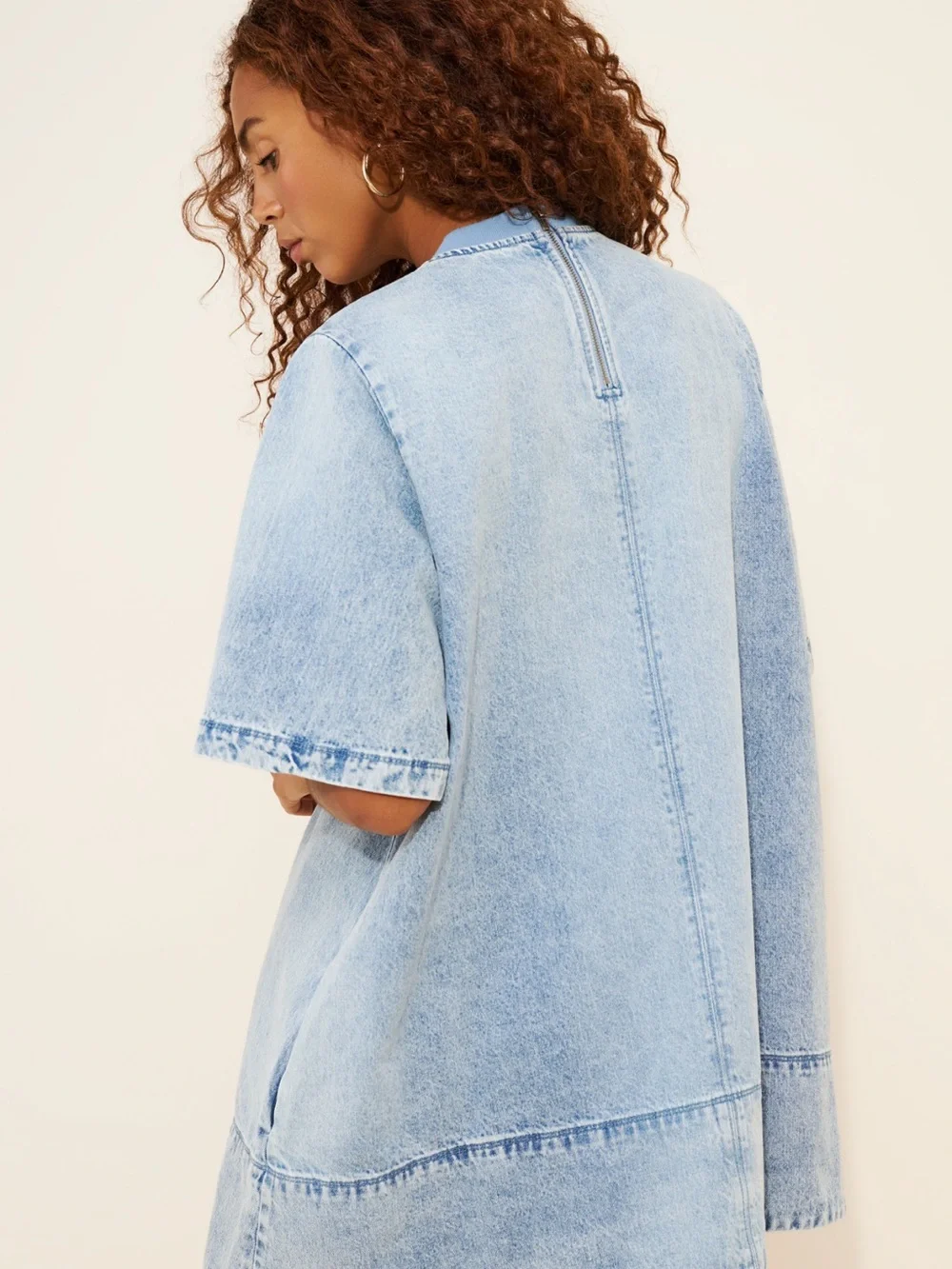 Free People Harlow Denim Mini Dress Size M Casual Cute Summer - Picture 2 of 3